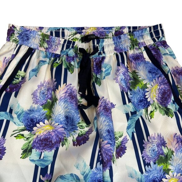 J. Crew Drapey Pull-on Pant in Vintage Purple Floral Stripe Loungewear Size 2 - Picture 4 of 12